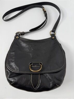Frye Lucy Saddle Bag Crossbody 
Black Leather